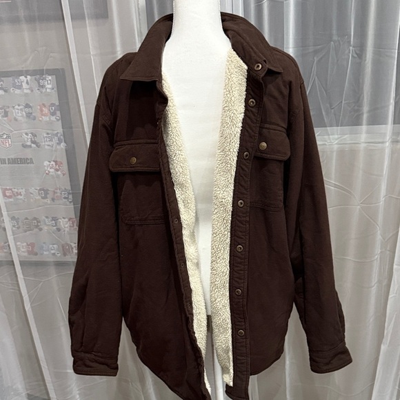 CQR Other - Men's Brown Sherpa-Lined Military Jacket